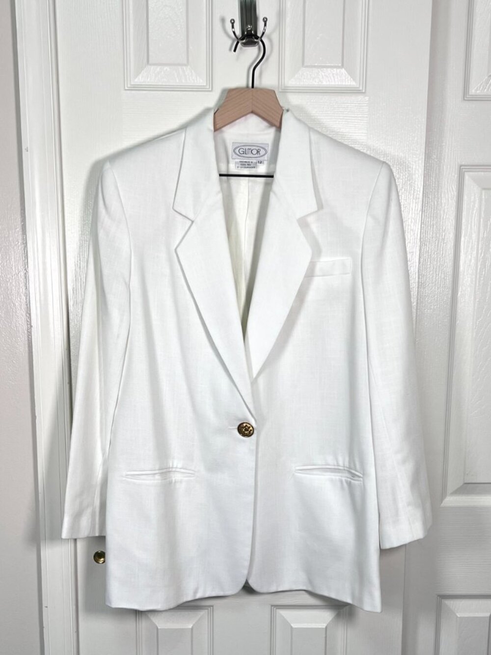 Vintage 90's Gilmor White One Button Blazer Size 12
